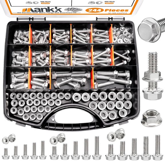 3160PCS Metric Bolts and Nuts Assortment Kit-Flange Bolt,Hex Socket Button Screws,Cap Head Screws 42 Sizes M2 M3 M4 M5 M6x1.0 M8x1.25 M10x1.5(4-45mm) with Lock & Flat Washers