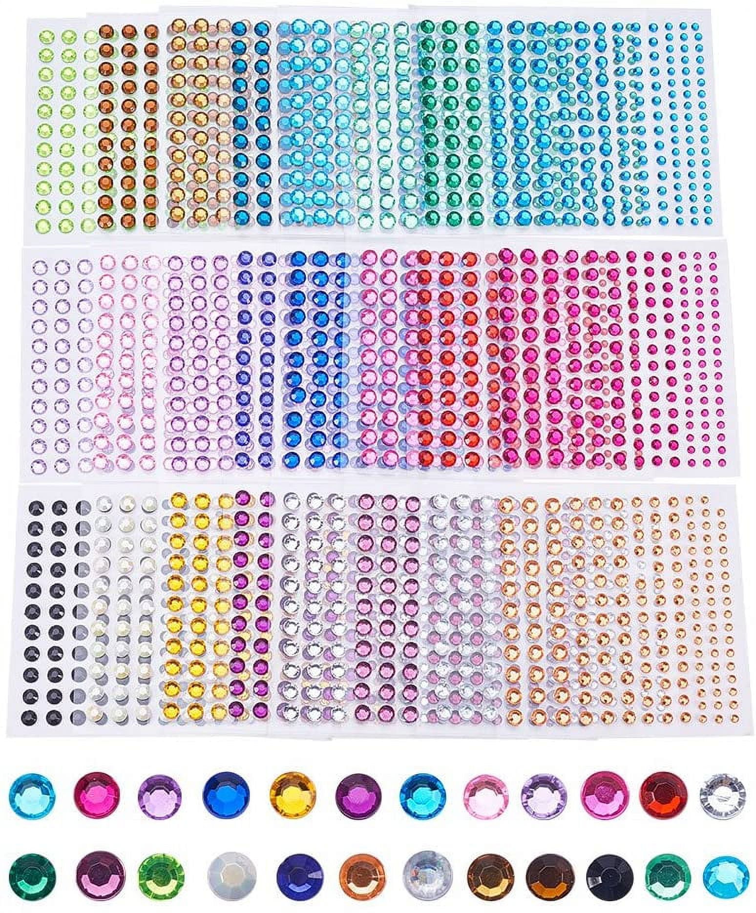3168 Pcs Self-Adhesive Rhinestone Sticker 24 Sheets DIY Jewel Crystal Gem  Rhinestone Embellishment Stickers 4 Sizes 3-6mm for Makeup Nail Art Mobile