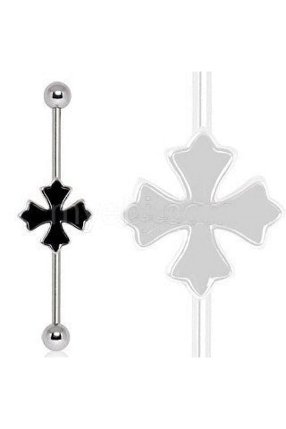 316L Industrial Barbell with Cross Patonce