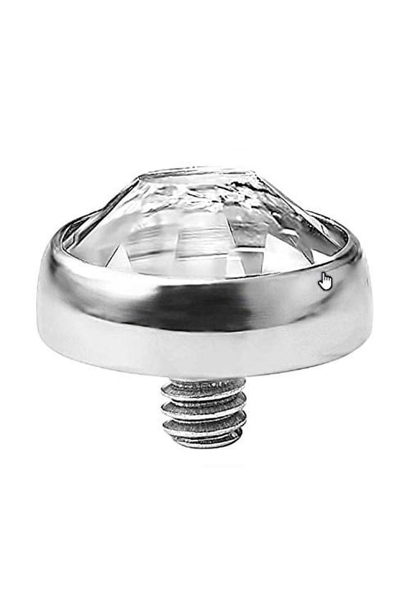 316L Internally Threaded Surgical Steel Gem Set Flat Bottom Dome for Anchors 14g 4mm Dermal top HO1552