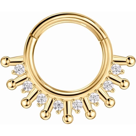 316L Quality Surgical Steel Zircon Beaded Short Spike Piercing Rings for Septum Daith[r603]