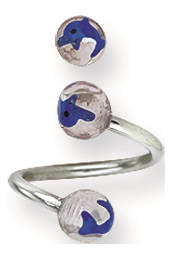 316L SRG GR SSTL 14G 3/8 in.5mm Acryl Dolphin Twistd Barbell Stainless Steel