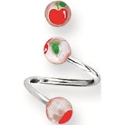 316L SRG GR SSTL 14G 3/8 in.5mm Acrylic Apple Twistd Barbell Stainless Steel