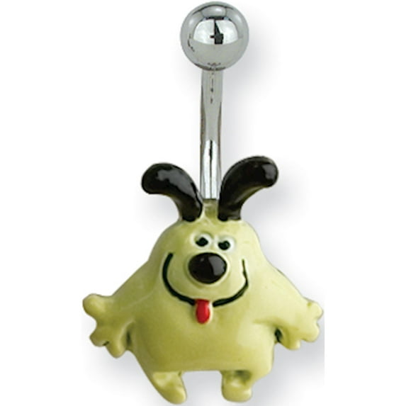 316L SRG GR SSTL 14G 7/16 Enamel Doggie Belly Ring Stainless Steel