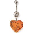 thumbnail image 1 of 316L SRG GR SSTL 14G Curved Barbell Orang Heart Belly Dangle Stainless Steel, 1 of 2