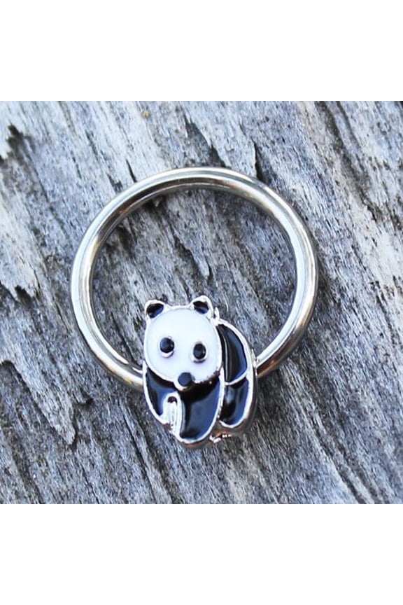 316L Stainless Panda Snap-in Captive Bead Ring / Septum Ring