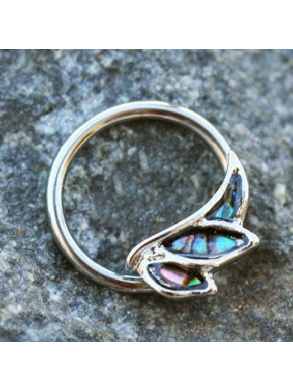316L Stainless Steel Abalone Shell Angel Wing Snap-in Captive Bead Ring / Septum Ring