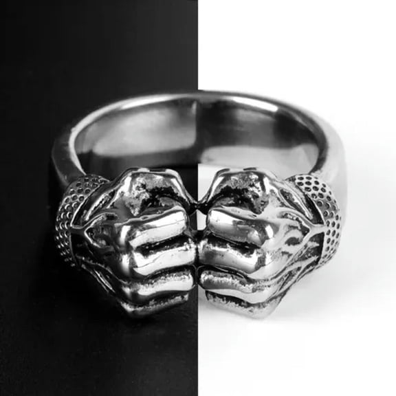 316L Stainless Steel Angry Fist Power Man Men Rings Punk Rock Hip Hop Creativity