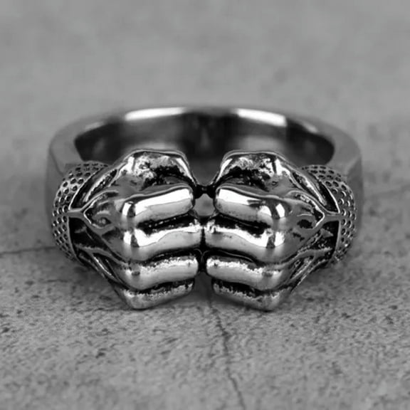 316L Stainless Steel Angry Fist Power Man Men Rings Punk Rock Hip Hop Creativity