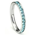 thumbnail image 1 of 316L Stainless Steel Aquamarine Light Blue Cubic Zirconia CZ Eternity Wedding 3MM Band Ring Sz 11, 1 of 1