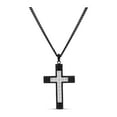 thumbnail image 1 of 316L Stainless Steel Black IP and Polished Cross Necklace, 24", 1 of 1