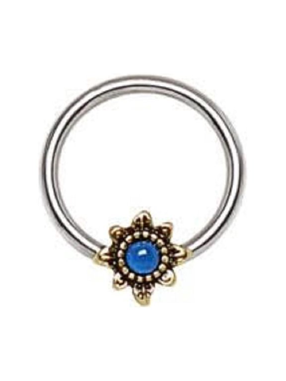 316L Stainless Steel Blue Star Snap-in WildKlass Captive Bead Ring / Septum Ring