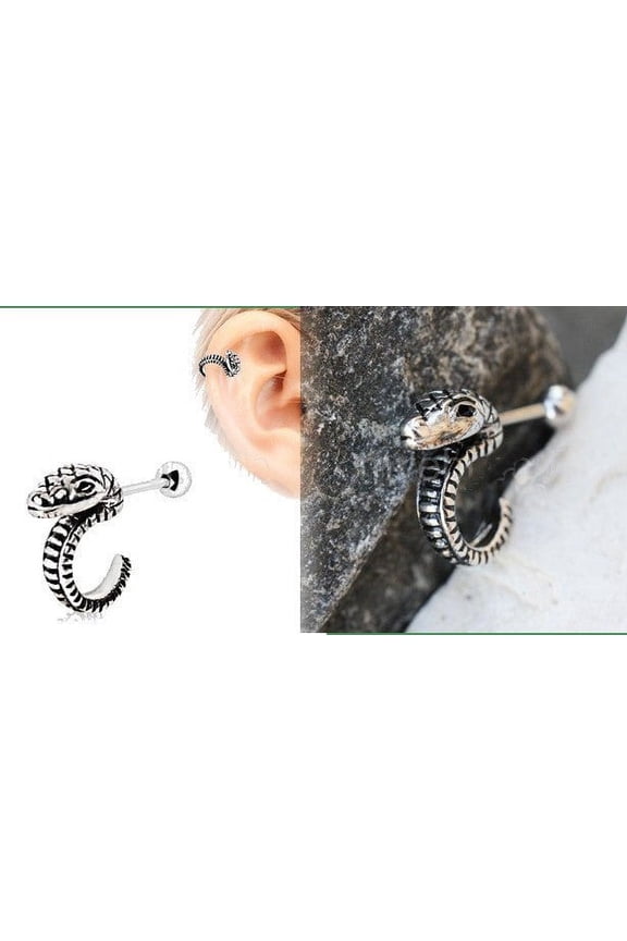 316L Stainless Steel Curved Snake Cartilage Earring