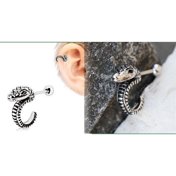 316L Stainless Steel Curved Snake Cartilage Earring