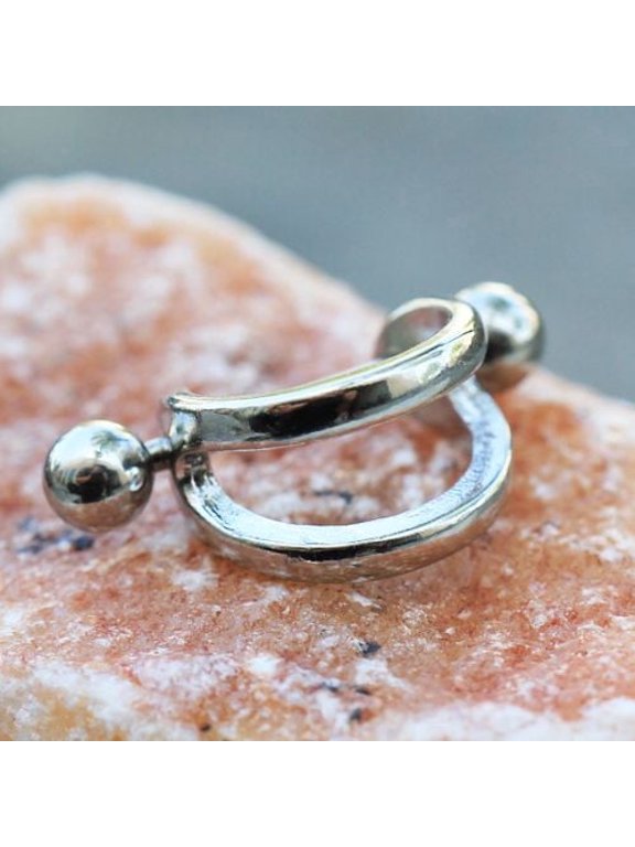 Double Line Cartilage Cuff Earrings, 316L Stainless Steel