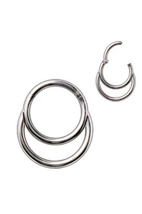 316L Stainless Steel Double Ring Seamless Clicker Ring / Septum Jewelry