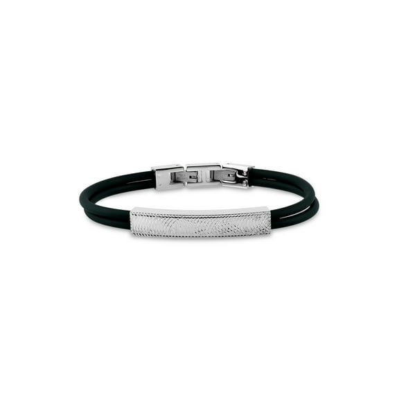 316L Stainless Steel Double-Row Rubber ID Bracelet, 8.75"