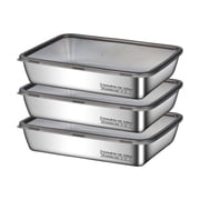316L Stainless Steel Dumpling Box with Lid, 3-Piece Set, Food Grade Freezer Box, Meal Prep Tray, Refrigerator Organizer, 2200ml Capacity
