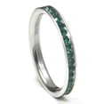 thumbnail image 1 of 316L Stainless Steel Emerald Green Cubic Zirconia CZ Eternity Wedding 3MM Band Ring Sz 8, 1 of 1