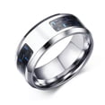 thumbnail image 1 of 316L Stainless Steel Gold Black Silver Band 8MM Mens Carbon Fiber Ring Size 7-12, 1 of 8