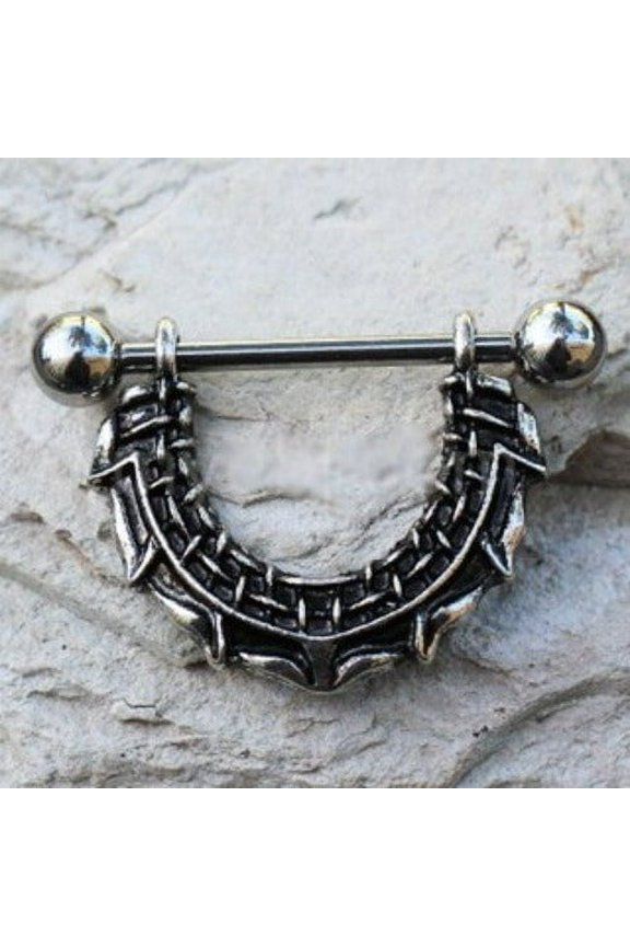 316L Stainless Steel Gothic Barbwire Nipple Shield