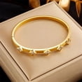 thumbnail image 1 of 316L Stainless Steel Green Crystal Roman Numerals Blue Eyes Bangle Bracelet For Women Fashion Thick Chain Jewelry Gifts, 1 of 6