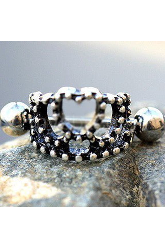 316L Stainless Steel Heart Crown Cartilage Cuff Earring