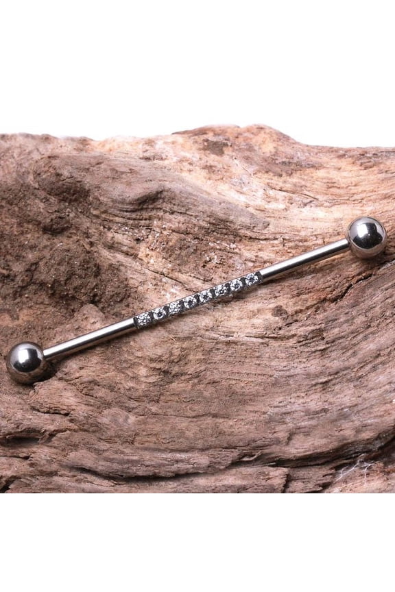 316L Stainless Steel Multi CZ Industrial Barbell