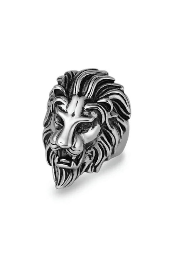 316L Stainless Steel New Silver Mens Lion Head Ring Biker Jewelry Size 8-12