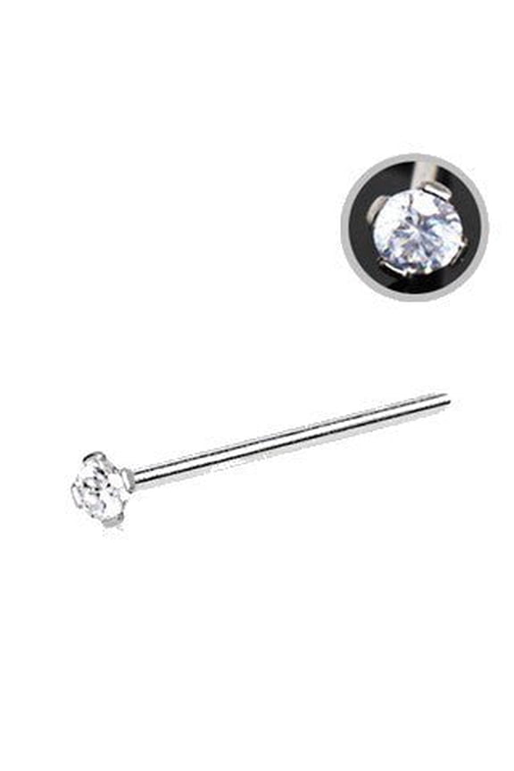 316L Stainless Steel Prong Set CZ Fishtail Nose Ring