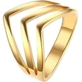 thumbnail image 1 of 316L Stainless Steel Rose Gold Statement Pointed Chevron Ring, 1 of 6