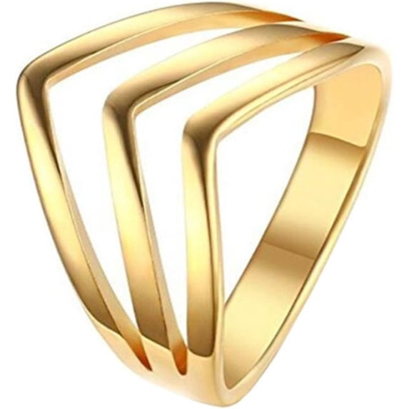 316L Stainless Steel Rose Gold Statement Pointed Chevron Ring