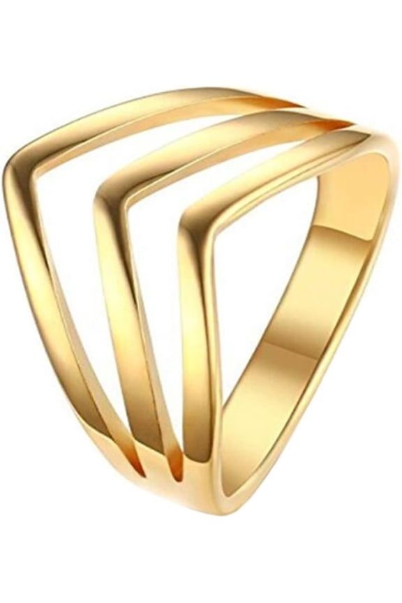 316L Stainless Steel Rose Gold Statement Pointed Chevron Ring