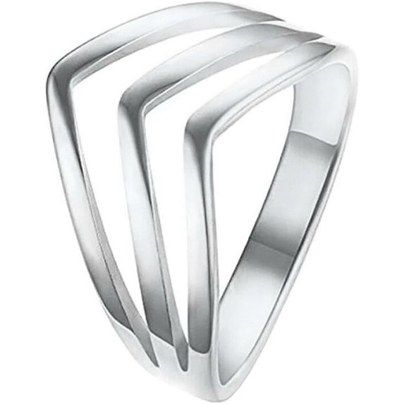 316L Stainless Steel Rose Gold Statement Pointed Chevron Ring