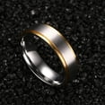 thumbnail image 1 of 316L Stainless Steel Silver Brushed Gold Plating Bands Men Women's Couple Rings, 1 of 8