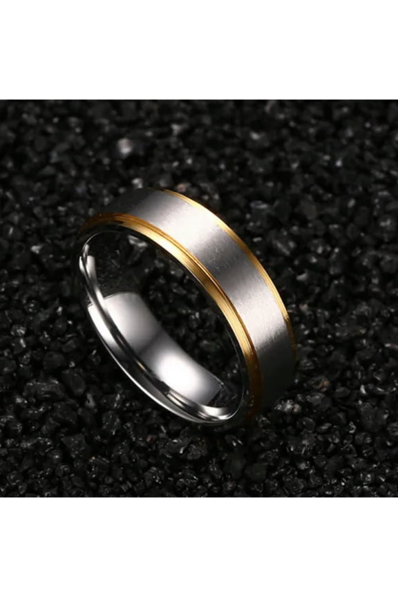 316L Stainless Steel Silver Brushed Gold Plating Bands Men Women's Couple Rings
