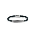 thumbnail image 1 of 316L Stainless Steel Textured Center Leather Braided Bracelet, 8.5", 1 of 1