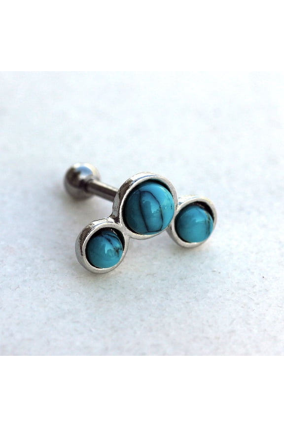 316L Stainless Steel Triple Turquoise Cartilage Earring