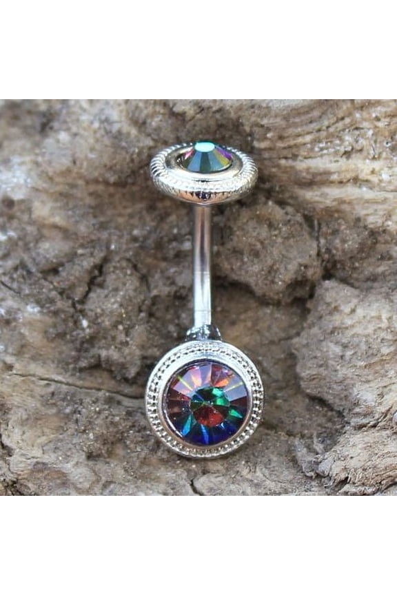 316L Stainless Steel Vitrail Medium Discs Navel Ring
