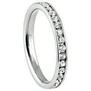 316L Stainless Steel White Cubic Zirconia CZ Eternity Wedding 3MM Band Ring Sz 6