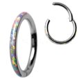 thumbnail image 1 of 316L Stainless Steel White Synthetic Opal Seamless Clicker Ring, 1 of 2