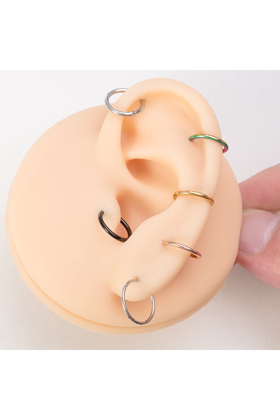 316L Surgical Stainless Steel Cartilage Earrings Hoop Earrings Hoop Nose Rings Rainbow color 10mm Pin: 1.2mm