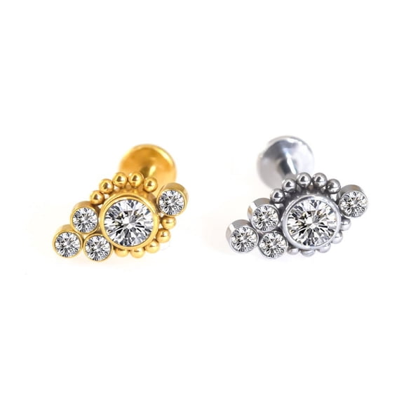 316L Surgical Stainless Steel & G23 Titanium Rhinestone Labrets for Women Men Stainless Steel color 6mm Pin: 1.2mm