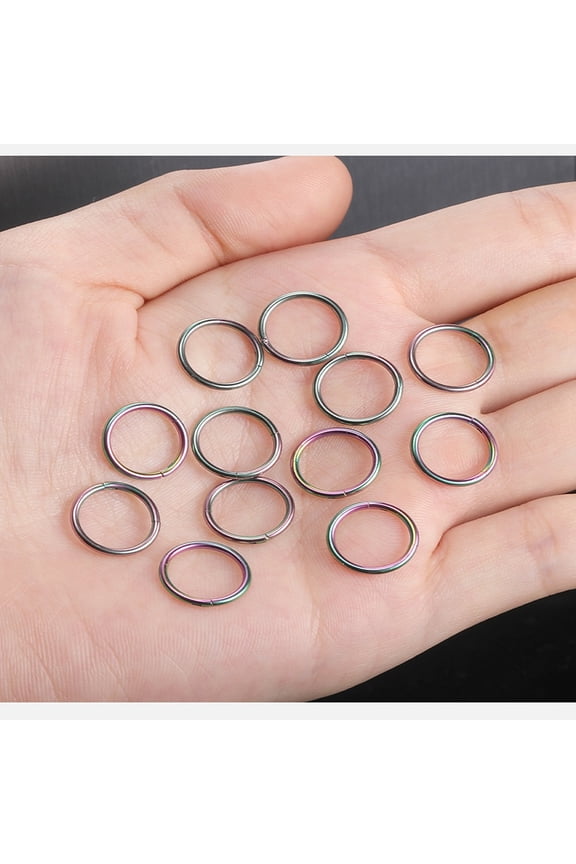 316L Surgical Stainless Steel Hoop Cartilage Earrings Nose Rings for Men Piercing Body Jewelry Rainbow Color 1.2mm Inner Diameter: 12mm