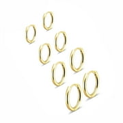 KRKC&CO 316L Surgical Stainless Steel Hoop Earrings, 4 Pairs 18K Gold Mens Hoops Earrings Hypoallergenic, 6mm 8mm 10mm 12mm 14mm Small Huggie Hoop Earrings Men Women for Cartilage Piercings