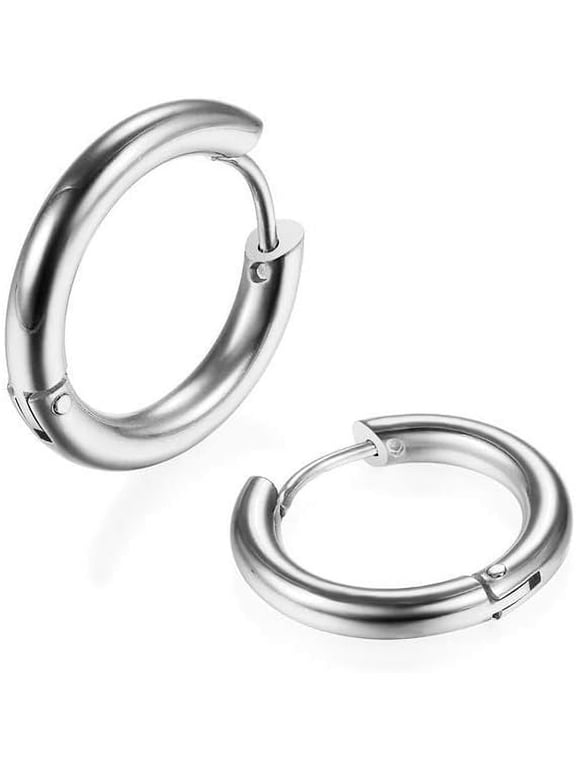 316L Surgical Stainless Steel Huggie Hoop Earrings 6mm 8mm 10mm 11mm 12mm 14mm Hypoallergenic Earrings Hoop Cartilage Helix Lobes Hinged Sleeper Earrings For Men Women