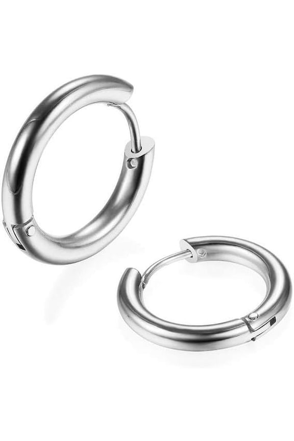 316L Surgical Stainless Steel Huggie Hoop Earrings 6mm 8mm 10mm 11mm 12mm 14mm Hypoallergenic Earrings Hoop Cartilage Helix Lobes Hinged Sleeper Earrings For Men Women