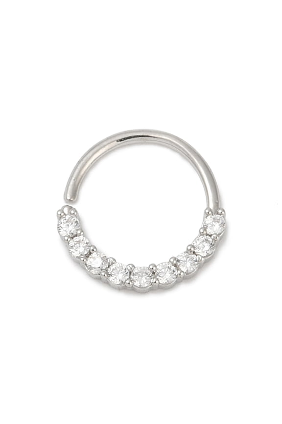316L Surgical Stainless Steel Micro Pave Clear Cubic Zirconia Hoop Nose Rings Cartilage Earrings Stainless Steel Color Inner Diameter: 8mm