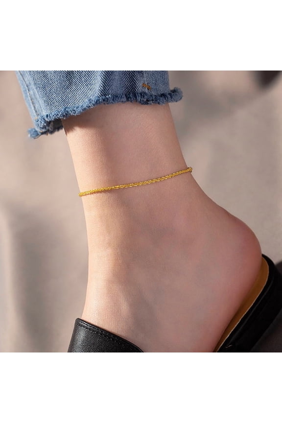 316L Surgical Stainless Steel Rope Chain Anklets for Women Golden 7-1/2 inch(190mm) for DIY