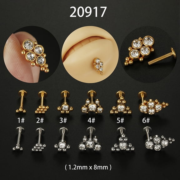 316L Surgical Stainless Steel Threadless Labrets Rhombus Stainless Steel Color 10mm Pin: 1.2mm DIY